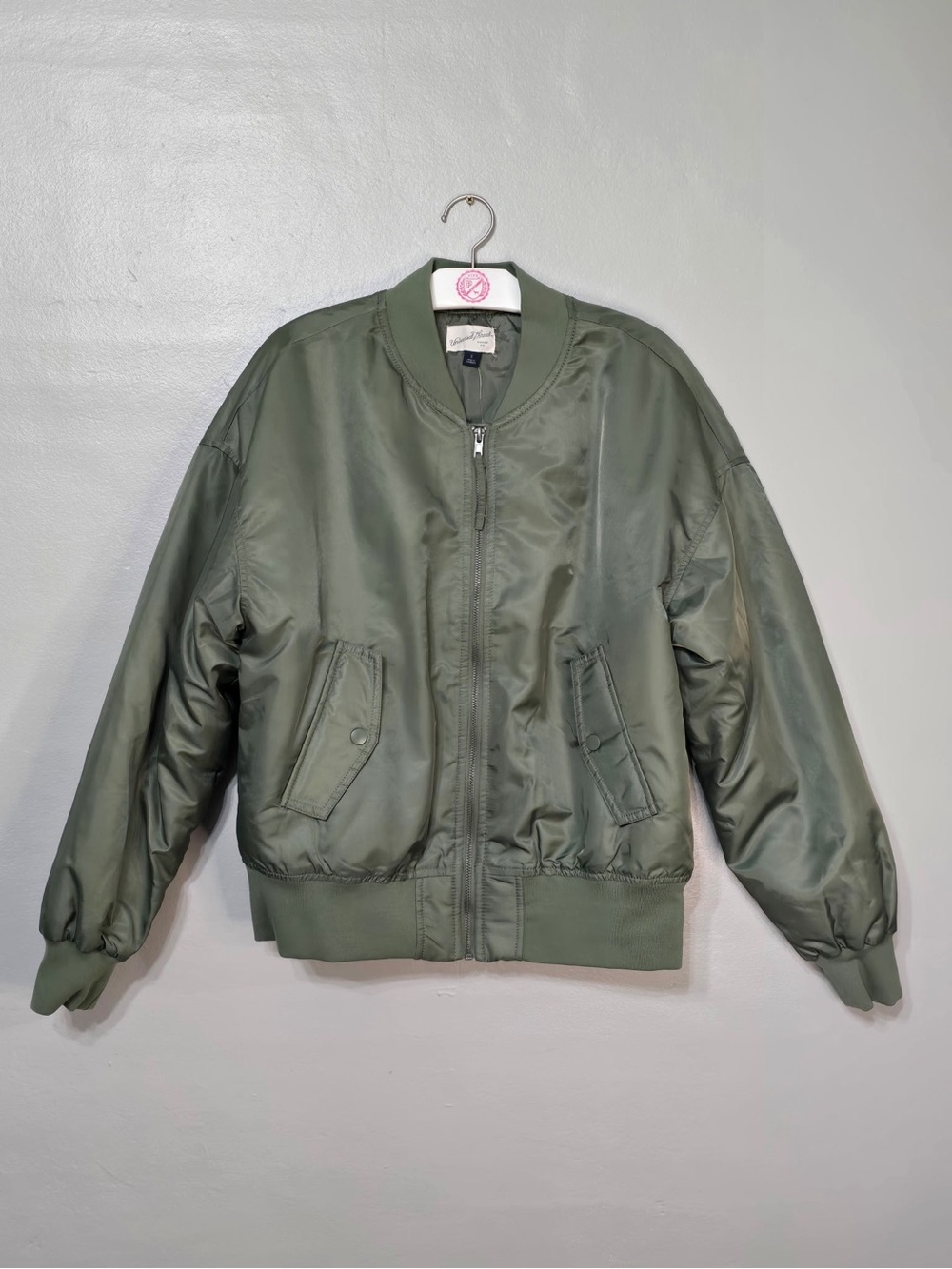 Olive Green Bomber Jacket - Women's Mid Weight Utility Coat Small NWT